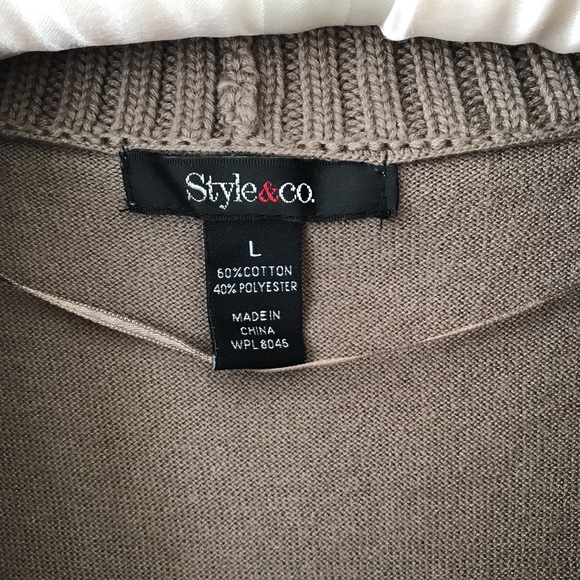 Style & Co tan shawl collar sweater lace u… - Picture 6 of 8